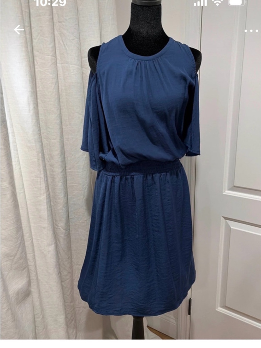 Scoop NYC Navy Cold-Shoulder Mini Dress